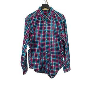 Robert Graham Shirt Pink Blue Black White Check Size Large